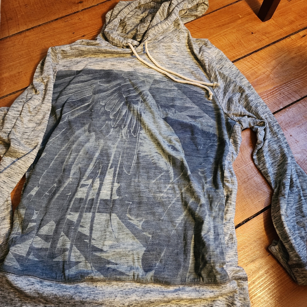 American Eagle Outfitters Heather Gray Graphic Hoodie